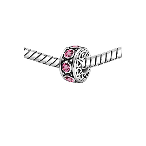 KunBead January-December Birthstone Birthday Heart Bead Charms Compatible with Pandora Bracelet for Mom Daughter Grandma Granddaughter Nana Auntie Wife Sister Best Friend - color: OCT