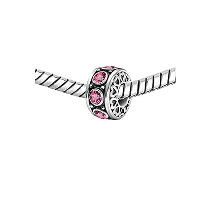 KunBead January-December Birthstone Birthday Heart Bead Charms Compatible with Pandora Bracelet for Mom Daughter Grandma Granddaughter Nana Auntie Wife Sister Best Friend - color: OCT