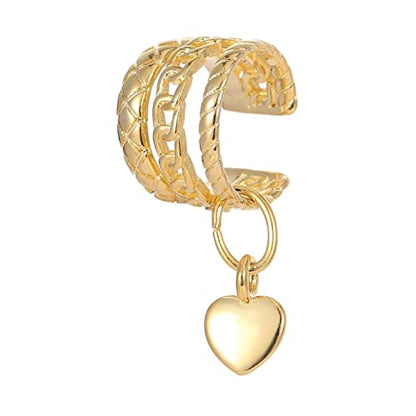 Oxidized 925 Sterling Silver Heart Motif Ear Cuff Earrings For Women, Non-Piercing Ear Cuff Jewelry Set Fashion Cartilage Helix CZ Earrings