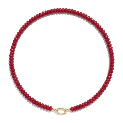 CONRAN KREMIX Colorful Stone Beaded Necklace for Women,Natural Gemstone Bead Choker Necklaces Boho Summer Beach Layering Necklace Jewelry Gift for Women - color: Red