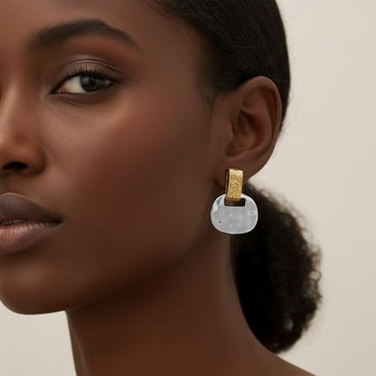 MUYAN Gold Clip On Drop Earrings for Women Non Piercing Dangle Earrings Fashion Jewelry - color: C Clip Two Tone