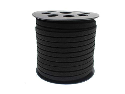 Faux Suede Leather Cord String for Jewerly Making 5mm 40 Yards Black Bracelet Cord Flat Thin Leather Lace Thread for Necklace-Chocker & DIY Projects - size: 40 Yards Black