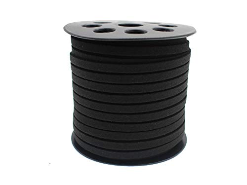 Faux Suede Leather Cord String for Jewerly Making 5mm 40 Yards Black Bracelet Cord Flat Thin Leather Lace Thread for Necklace-Chocker & DIY Projects - size: 40 Yards Black