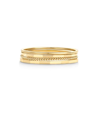 PAVOI 14K Gold Plated Four Pieces Thin Rings Set for Women | 4 Dainty Stacking Rings Pack | Minimalist Stackable Bands - color: Yellow Gold