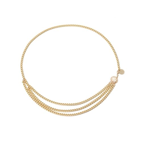 Women's Gold Plated Tassel Waist Chain - Adjustable Body Chain Belt for Summer & Fall, Elegant & Sexy Jewelry Accessory - color: Gold