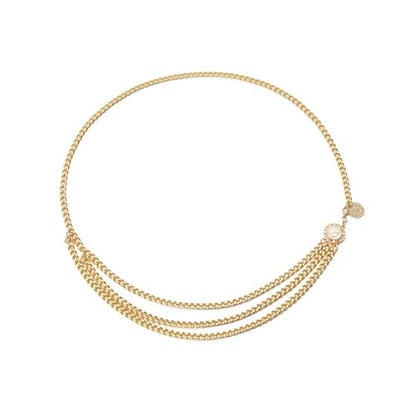 Women's Gold Plated Tassel Waist Chain - Adjustable Body Chain Belt for Summer & Fall, Elegant & Sexy Jewelry Accessory - color: Gold