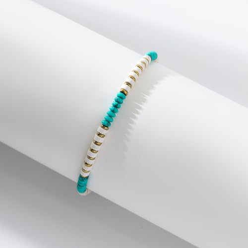 XIJIN Natural Stone Beaded Anklets for Women Handmade Beach Boho Turquoise Beads Ankle Bracelet Jewelry Gift for Her - color: A