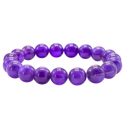 Amazing Gemstone Amethyst Crystal Bracelet for Women Men's Gifts - Protection Healing Crystal Bracelet - 8mm Gemstone Beaded Stretchable Bracelet Pulseras Para Hombres Mujer Stocking Stuffers Mothers Day Gift - color: Amethyst