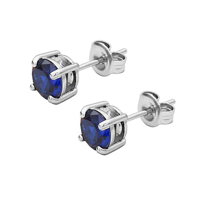 Amazon Essentials Sterling Silver Round Birthstone Stud Earrings - color: Created Blue Sapphire, September