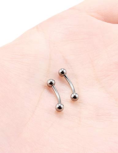 Prjndjw Internally Threaded Eyebrow Piercing Jewelry Surgical Steel Curved Barbell Tiny Eyebrow Ring Vertical Labret Lip Jewelry Ear Rook Earrings for Women Men 20g 16g 6mm/8mm/10mm/12mm - color: style 1