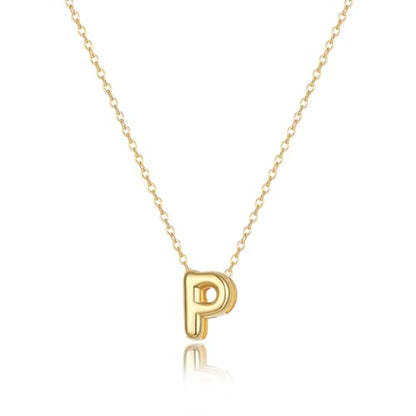 Initial Necklaces for Women Bubble Gold Silver Letter Necklace Dainty Personalized Charm Pendant Name Necklace Cute Non Tarnish Fashion Accessories Teen Gift Trendy Stuff Jewelry Gifts - color: Gold, style: P