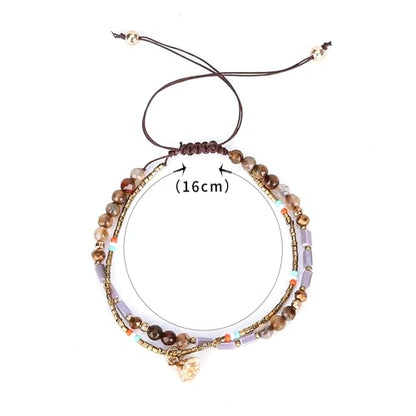 Handmade Adjustable Wrap Bracelet Bohemian String Braided Beads Anklets Gifts for Women - color: D