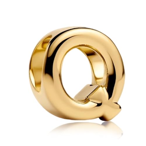 Gold Letter Charms A-Z for Bracelets 925 Sterling Silver Alphabet Initial Charms Beads Jewelry Gifts for Women - color: Q