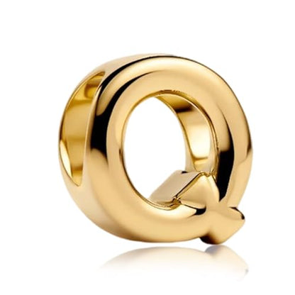 Gold Letter Charms A-Z for Bracelets 925 Sterling Silver Alphabet Initial Charms Beads Jewelry Gifts for Women - color: Q