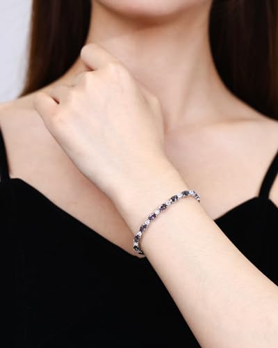 FANCIME Glamour Radiance Sterling Silver Birthstone Tennis Bracelets 7" | Charm Fine Jewelry Birthday Gifts for Women - color: Alexandrite