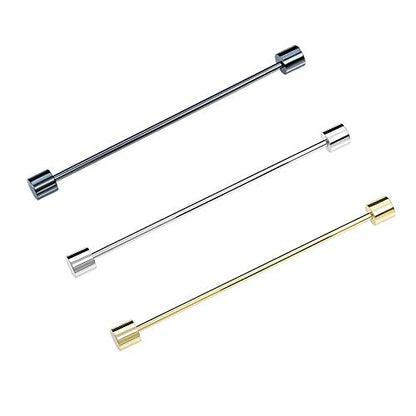 3PCS Men's Classic Brass Shirt Collar Bar Tie Pins Set for Wedding Business with Gift Box - color: Cylinder Head