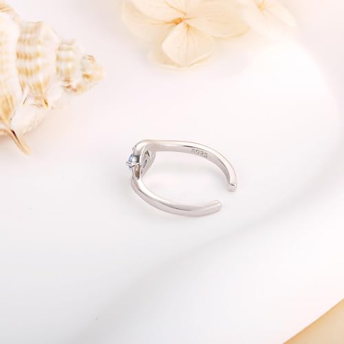 925 Sterling Silver Toe Ring Adjustable Butterfly Filigree Boho Ocean Wave Summer Jewelry for Women - style: Ocean Wave