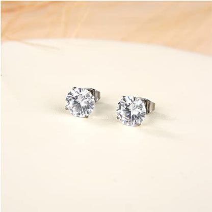 G23 Titanium CZ Stud Earrings for Sensitive Ears, Titanium Cubic Zirconia Stud Earrings for Women 3mm 4mm 5mm 6mm 7mm 8mm - size: 3mm