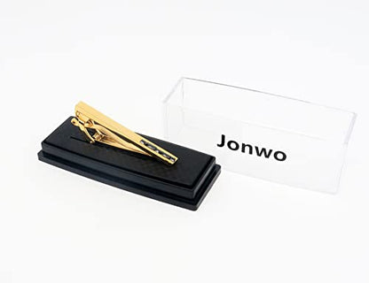 Men Crystal Tie Clip Tie Bar for Regular Necktie Silver In Gift Case | Purple/Blue/Red/Black/White Crystal Tie Pin for Men Business Anniversary Wedding Party Office Formal Daily Occasions Suit - style: Black Crystal Gold Plated Tie Clip