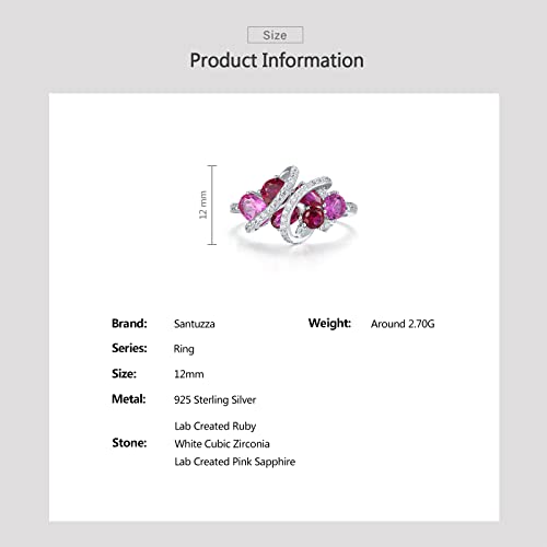 Santuzza 925 Sterling Silver Twist Ring White Cubic Zirconia Rings - color: [B]Red