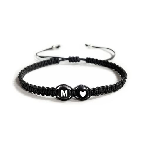 Heart Initial Bracelets 26 Letters Initial Charms Bracelet for Women Gifts A-Z Braided Bracelets Heart Link Handmade Rope Braided Adjustable Jewelry for Mom Daughter Birthday Jewelry Gift - style: M