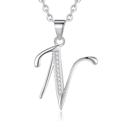 VIKI LYNN Dainty Initial Letter Pendant Necklace for Women | Cubic Zirconia Initial Jewelry, Personalized Letter Necklace, Dainty Women Jewelry, Birthday Gift Idea for Her, Mom and Wife - color: Silver, style: Silver-N