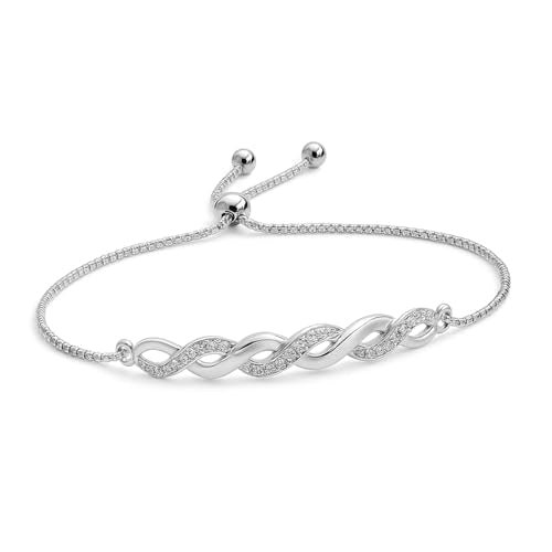 Charmsy 925 Sterling Silver Sliding Bolo Bracelet for Women | Women's Italian Handmade Adjustable Bolo Bead Ball Slider Bracelet - style: Infinity Twisted Bolo