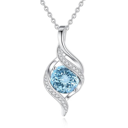 FANCIME Birthstone Necklace for Women Jewelry Gift for Her | Infinity Love Pendant Sterling Silver, Birthday Gift for Women, Adjustable 16+2" - color: 03 - Created Aquamarine