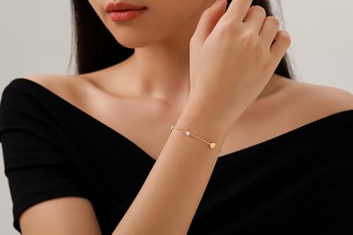 Gold Pearl Bracelet for Women, 18K Gold Plated Dainty Pearls Beaded Chain Bracelet Jewelry Gifts for Women - color: E-Gold 5