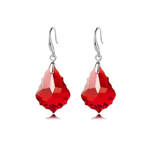 EVEVIC Austrian Crystal Baroque Teardrop Dangle Earrings for Women | 14K Gold-Plated,Hypoallergenic,Brilliant Facets,Fluid Movement,Easy-Wear Fishhook Fit,For Daily Wear And Special Occasions - color: Red
