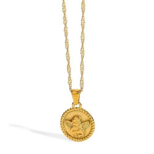 Unisex Celestial Gold Pendant Necklaces, Sun/Moon/Star/Angle Celestial Elements Unisex Choker Gold Lover Chains for Men and Women Jewelry - color: Gold Chain - Angle