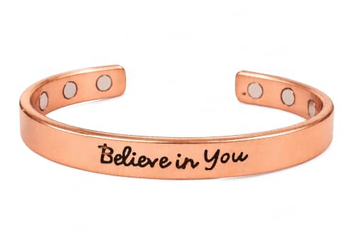 Touchstone Inspirational Copper Engraved Magnetic Bracelets for Women-Personalized Jewelry Gifts for Best Friend/Mom/Daughter/Sister - Adjustable Bracelet in a Gift Box Believe in You - style: Believe in You