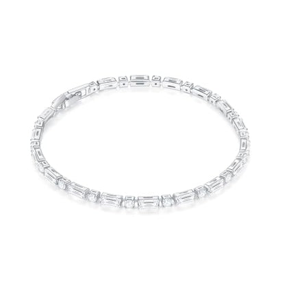 MINDDHA 14K Gold/White Gold Plated Cubic Zirconia Tennis Bracelet | Silver, Gold Bracelet for Women | Rectangle, Square, Round Shape CZ Stone | Width 2.5-4mm | Size 6-8 Inch - color: 2.5mm Mix Cut White Gold, size: 7 Inch
