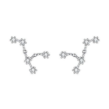 925 Sterling Silver CZ Horoscope Zodiac 12 Constellation Astrology Ear Crawler Post Earrings Gift for Mom Women Mothers Day/Valentines Day/Birthday/Christmas/Anniversary - style: Leo (Jul 23 - Aug 22)