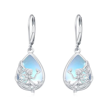 Fairy Gift Necklace/Earrings for Women 925 Sterling Silver Angel Elf Jewelry Gifts for Daughter - color: Earrings-B