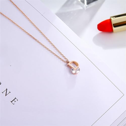 925 Sterling Silver Necklace for Women Trendy, Charming Layered Necklace with Cubic Zirconia Pendant for Her Womens Dainty Diamond Choker Necklaces Holiday Jewelry Gifts for Mom Wife Daughter Lover - color: Initial D Necklace-Gold05