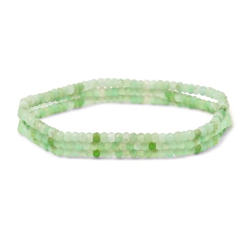 Natural Stones Mini Seed Bead Stretch Bracelet Stackable Strands (Set of 3) - color: Jade