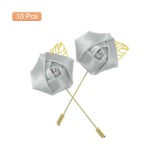 MECCANIXITY Groom Boutonnieres Rose Boutonnieres Pins for Wedding - color: Light Gray
