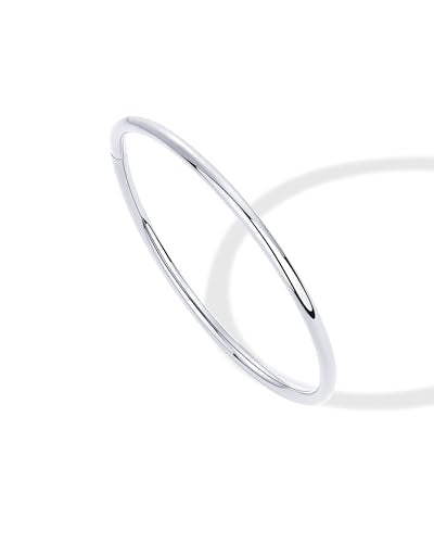 PAVOI Waterproof Bangle Bracelet for Women | 14K Gold Plated Classic Lightweight Stacking Stainless Steel Bracelet | Single & 2-Pack Bangles - color: White Gold, size: Medium/Large, style: 1 Unit Bracelet