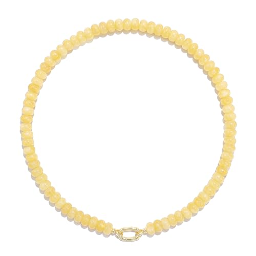 Beaded Gemstone Necklaces for Women Bohemian Colored Choker Natural Stone Bead Summer Beach Handmade Jewelry Necklace - color: Yellow
