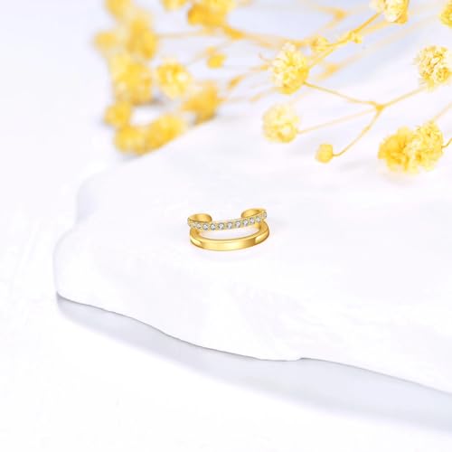 Solid 14K Gold Ear Cuff Earring for Women,14kt Real Gold Ear Cuff Hypoallergenic Non Piercing Cartilage Earring Jewelry Gifts for Christmas Birthday Her Mother Wife - style: Style 1