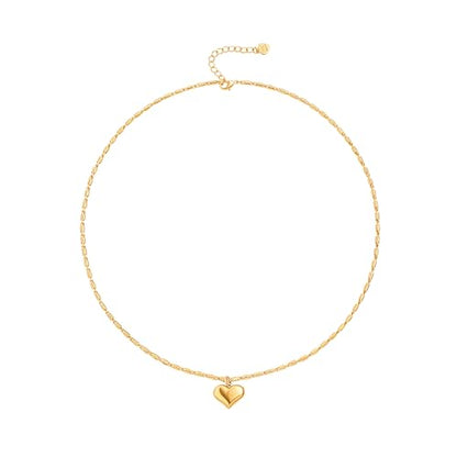 18k Gold Plated Chain Link Necklace for Women, Baroque Pearl/Compass Pendant Necklace - color: Tiny Heart