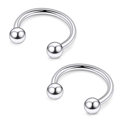 20G 18G 16G 14G 12G Horseshoe Nose Ring Titanium Septum Rings Piercing Jewelry Cartilage Conch Helix Rook Lip Tragus Earring Hoop Eyebrow Retainer For Women Men 6mm 8mm 10mm 12mm 14mm 16mm 19mm - size: Ball: 14G - 16MM