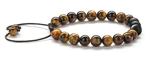 Men Women 8mm Tiger Eye Stone Beads Bracelet - color: Tiger Eye Matte-21018