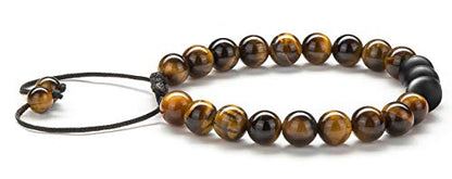 Men Women 8mm Tiger Eye Stone Beads Bracelet - color: Tiger Eye Matte-21018