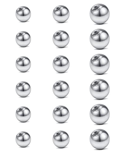 JFORYOU 14G Replacement Balls for Piercing Jewelry 18Pcs Externally Threaded Surgical Steel Balls Industrial Barbell Tongue Nipple Navel Belly Button Piercing Rings Parts 5MM-8MM - color: 14G-5mm/6mm/8mm-Silver Tone