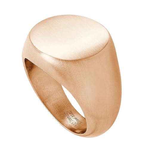 555Jewelry Stainless Steel Solid Plain High Polish Round Signet Ring for Men - color: Rose Gold Matt