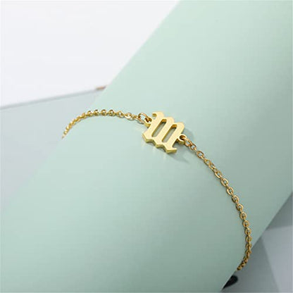 PAMTIER Angel Number Ankle Bracelet for Women Adjustable Chain | Stainless Steel, Dainty Simple Numerology Jewelry Gift - color: 5.5+2.8inch, Gold 111