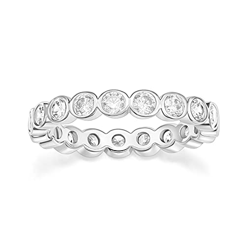 Mameloly 3.8mm Wedding Bands for Women Cubic Zirconia Full Eternity Stackable Engagement Promise Rings for Her Size 3-12 - color: Silver