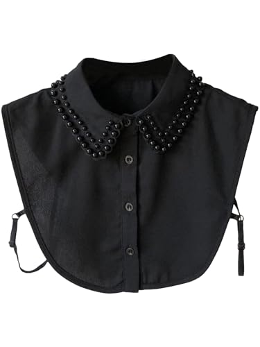Verdusa Women's Fake Collar Detachable Dickey Collar Half Shirts Blouse - color: Beaded Black